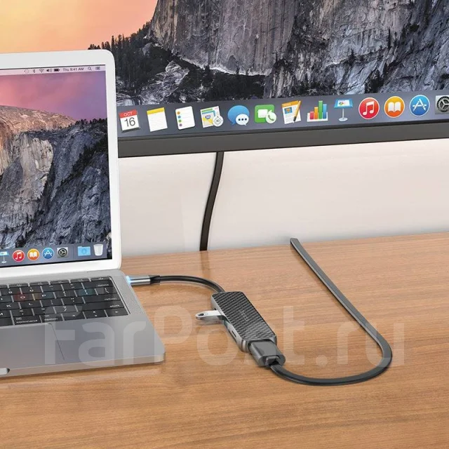 Хаб,hub, переходник Type-C,2USB, HDMI,sd card, Hoco HB24, разветвитель ...