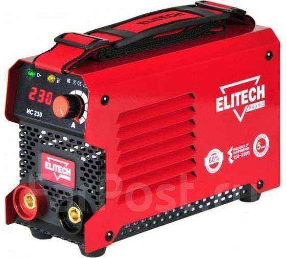 Сварочный аппарат Elitech ИС 230, инвертор 220В, 10-220 А, постоянный ...