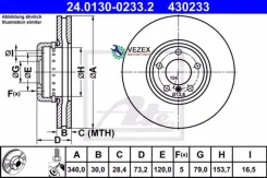 ���� ��������� BMW 1(F20)/3(F30)/4(F32) ������. (���. Perfomance) (��������������) 340 ��. ATE 24013002332 24013002332 ����