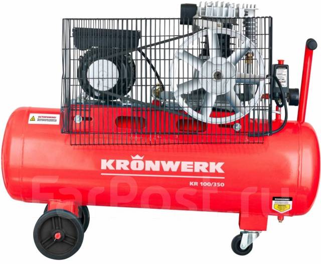 Компрессор воздушный KR 100/350, 2,2 кВт, 350 л/мин, 100 л, ременная ...
