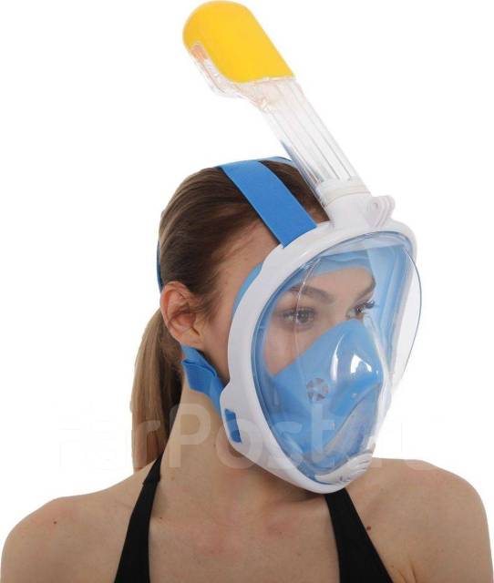 Маска для снорклинга, крепление для экшн-камеры Bradex, голубая, L/XL ...