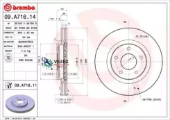 ���� ��������� Nissan Qashqai/X-Trail 07- 1.6-2.0/1.5-2.0 Diesel ����. �����. Brembo 09A71614 09A71614 ����