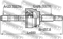 ���� �������� � ����� 23X550X26 Febest 0114ZZT251A48LH 0114ZZT251A48LH ����