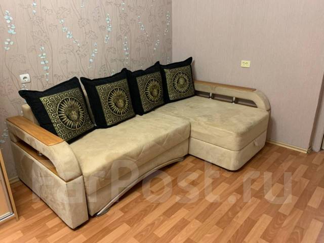 Диван-кровать угловой Моника, ткань, бежевый, б/у, в наличии. Цена: 25 ...