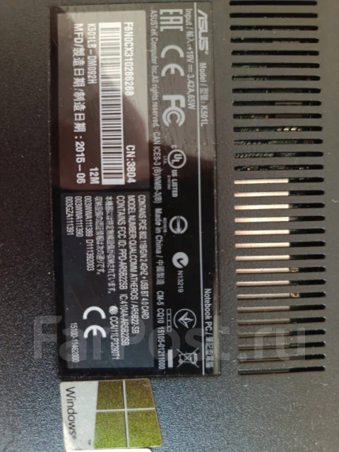 Asus K50I. 15.6", 2����, ��� 12 ��, ���� 1 000���, WiFi: 1, Bluetooth: 1, ����������� �� 2��. ����
