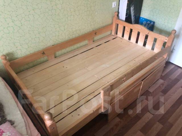 Кровать детская (дерево), односпальная, 95,0 см, 170,0 см, б/у, в ...