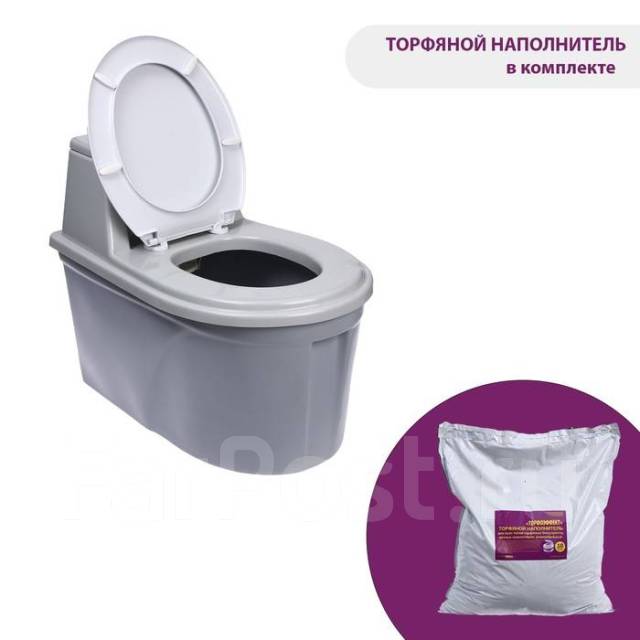 Биотуалет торфяной, 60 л, без ведра, с торфом, вентиляцией и дренажом ...