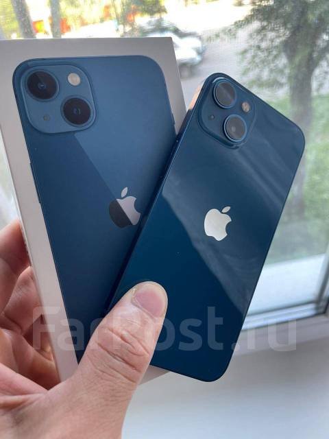 Телефон, айфон 13, 128 гб, 6.10", синий, 3G, 4G LTE, NFC, б/у, в ...