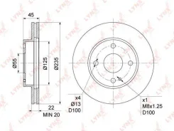 ���� ��������� ������������� (235x22) ����� Lynxauto [BN1067] BN1067 ����