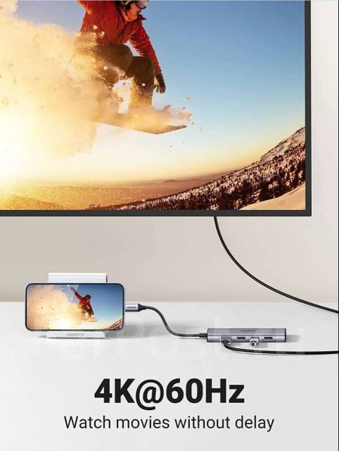 Док-станция Ugreen Type-C 6 в 1 HDMI 4K 60hz для ноутбука и смартфона ...
