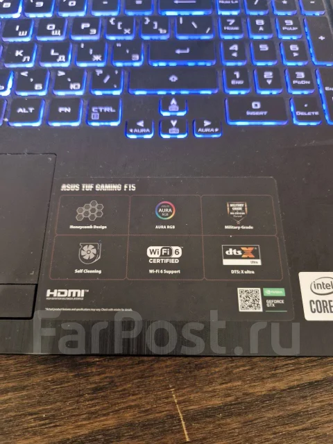 Asus TUF Gaming F15. 15.6", 2,4����, ��� 8 ��, ���� 512���, WiFi: 1, Bluetooth: 1, ����������� �� 5��. ����