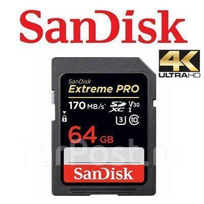 Карта памяти SanDisk Extreme Pro 64 ГБ, 64 Гб, microSDXC, новый, в ...