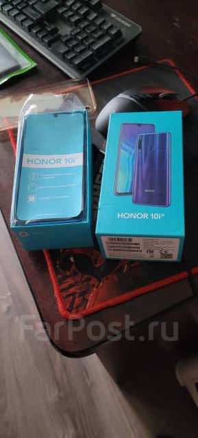 Смартфон Honor 10i 4/128Gb, 6.21", моноблок, синий, Dual-SIM, б/у, в ...