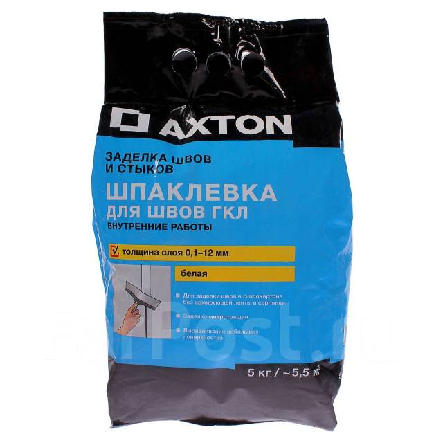 Шпаклевка ДЛЯ ШВОВ ГКЛ Axton 5КГ, под заказ. Цена: 350₽ во Владивостоке