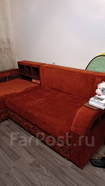 Диван угловой, выкатной, ткань, зависимый пружинный блок, ящик для ...