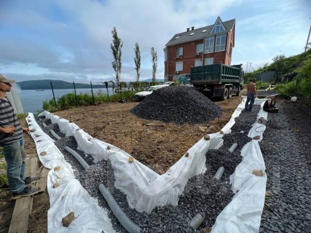 Планировка участка, корчевание, установка дренажа, спил деревьев во ...