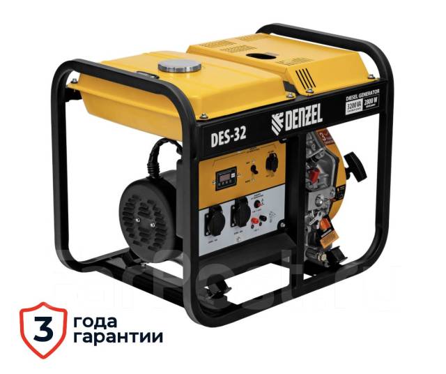 Генератор дизельный DES-32, 3,2 кВт, 230 В, 11 л, ручной стартер Denze ...