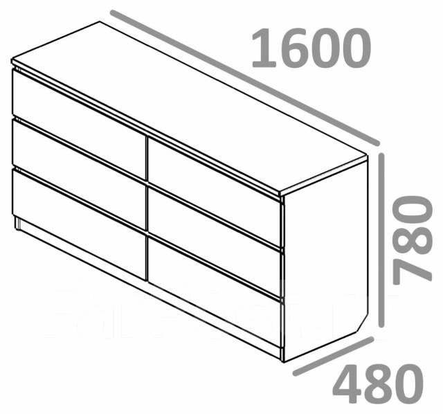 Комод 6 ящиков 160х48*78см, белый Платс (аналог Мальм ИКЕА) В наличии ...