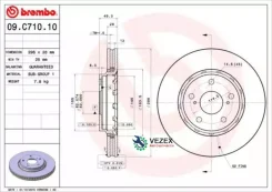 ���� ��������� Toyota Alphard 08-14 �������� ����. D 296��. Brembo 09C71011 09C71011 ����