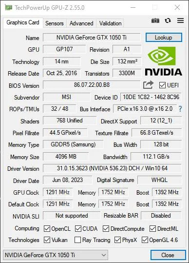 GeForce GTX 1050 Ti ����