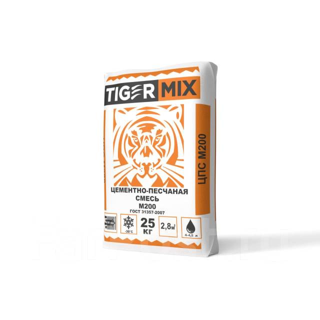 Цементно-песчаная смесь М300 TigerMix мешки 25 кг, в наличии. Цена: 338 ...