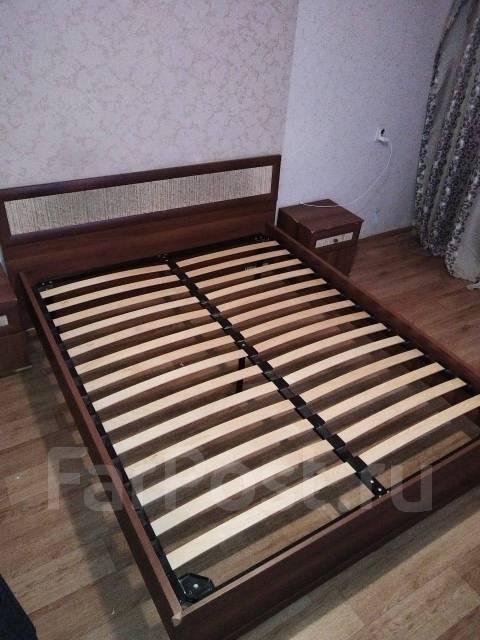 Кровать двуспальная, металл, коричневый, 180,0 см, 100,0 см, 220,0 см ...