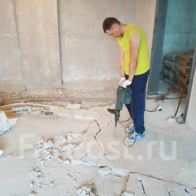 Демонтаж стен, полов, перегородок, сантехкабин, вывоз мусора в Хабаровске