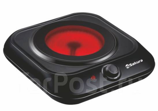 Плитка эл. Sakura SA-7165BK, 1конф, стеклокерамика, новый, в наличии ...