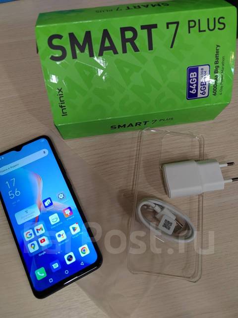 Смартфон Новый! infinix smart 7 plus, 64 гб, 6.60", моноблок, серый, в ...