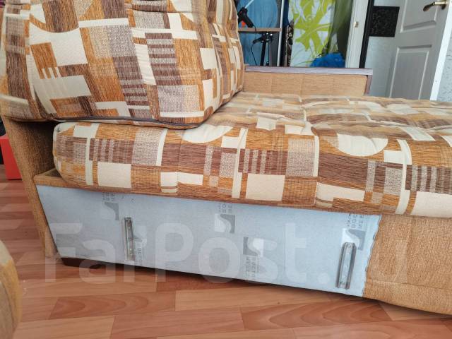 Диван угловой, ткань, коричневый, 290,0 см, 210,0 см, гостиная, б/у, в ...