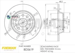 ���� ��������� ������! VW Passat 1.62.0FSI/1.92.0TDI 05 Fremax BD5619 BD5619 ����