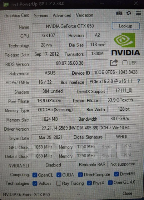 GeForce GTX 650 ����