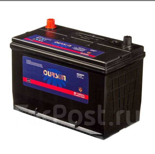 Аккумулятор Oursun JIS MF 125D31R, Aurora, кальциевый, прямая (правое ...