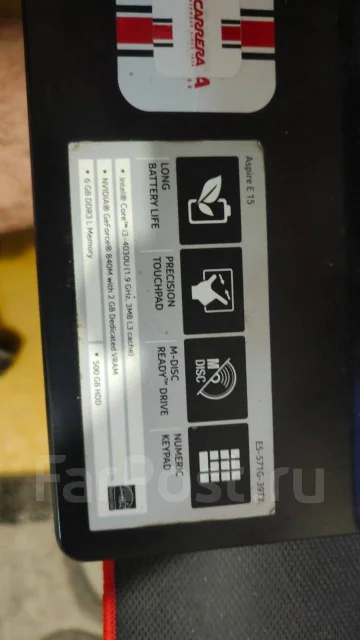 Acer Aspire E. 15.6", 1,9����, ��� 16 ��, ���� 500���, WiFi: 1, Bluetooth: 1 ����