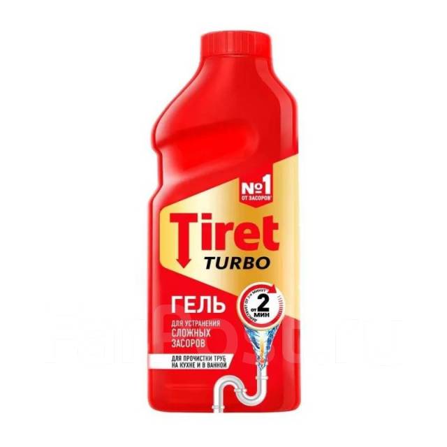 Средство для прочистки труб Tiret (Тирет) Turbo гель 500 мл. (красный ...