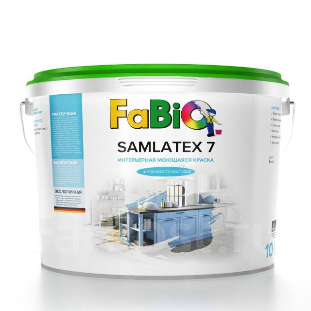 Краска полуматовая латексная моющаяся Fabio Samlatex 7 10 л/13,4 кг, в ...