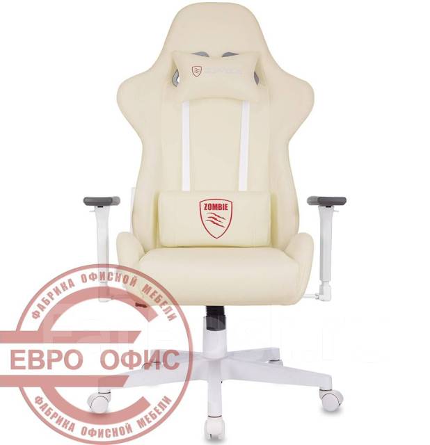 Кресло игровое "Zombie Neo White", экокожа, бежевый, кожзам, колеса, 70 ...