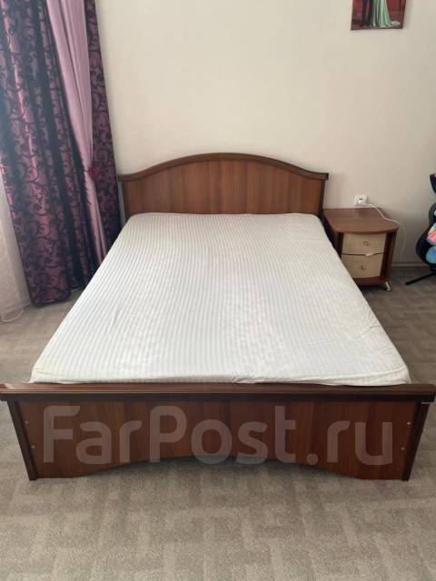 Кровать с матрасом, полутороспальная, дсп, коричневый, 150,0 см, 46,0 ...