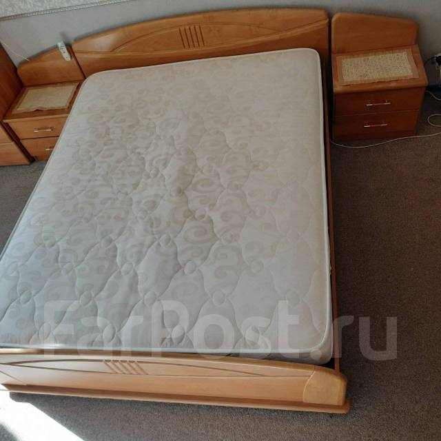 Кровать двуспальная, дсп, матрас в комплекте, коричневый, 160,0 см, 50 ...