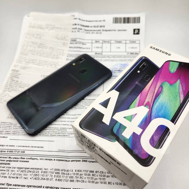 Samsung Galaxy A40 4Gb+64Gb Чёрный, 64 гб, 5.90", черный, б/у, в ...