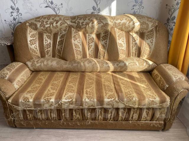 Продам диван-кровать, выкатной, ткань, поролон, коричневый, б/у, в ...