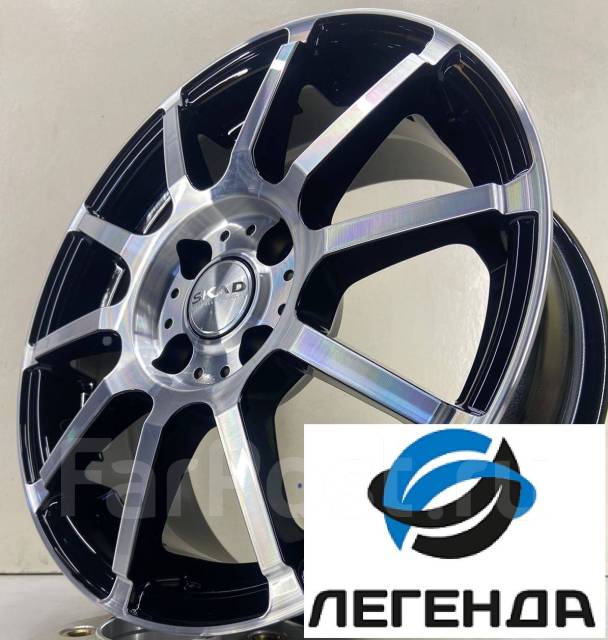 СКАД Акита черный с полированными спицами, 15", 1 шт, Ширина диска 6.0 ...