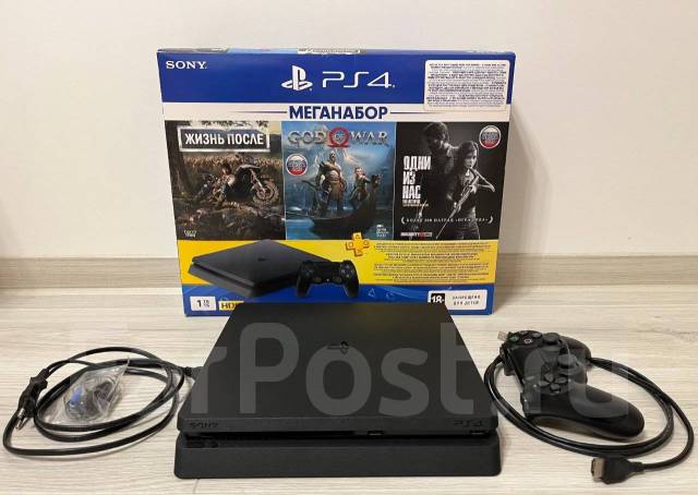 Sony Playstation 4 Slim 1TB. PS4 Slim + 4 игры, б/у, в наличии. Цена ...