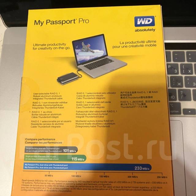 Внешний HDD WD My Passport Pro Thunderbolt [Wdbrnb0040DBK] 4ТБ, 4 000 ...