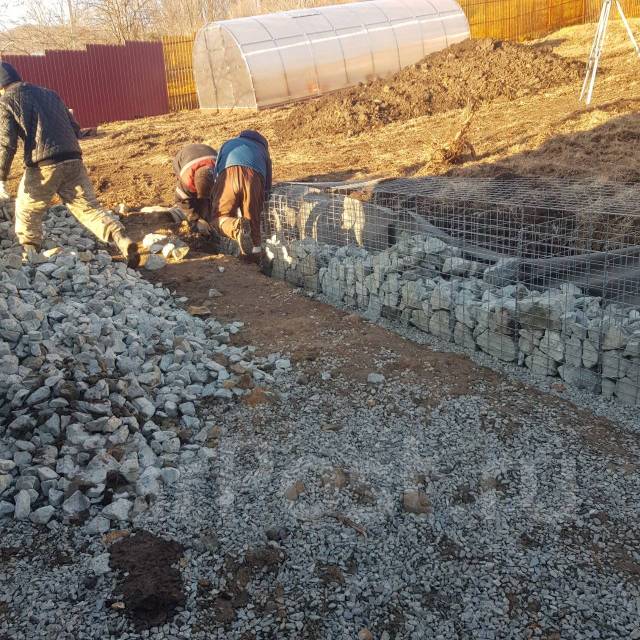 Габионы/Монтаж габионов/Подпорные стены/Бетонные работы/Заборы в Находке