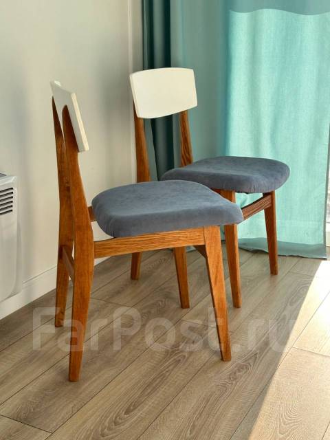 Кухонные стулья, деревянные, мягкие, ссср, ткань, светлое дерево ...