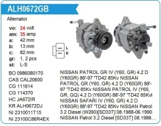 ��������� Nissan TD27, TD42 24V Terrano, Atlas, Safari MH Krauf ALH0672GB ����