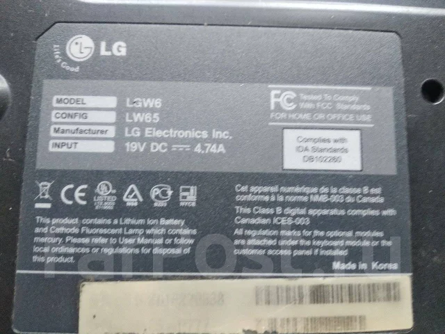 LG LW65. 15.4", 2����, ��� 512 ��, ���� 80���, WiFi: 1 ����