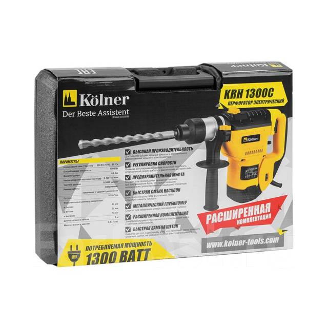 Перфоратор Kolner KRH 1300C с вертикальным двигателем, 6,8 Дж, SDS-плюс ...