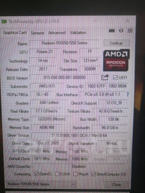 Radeon RX 550 ����